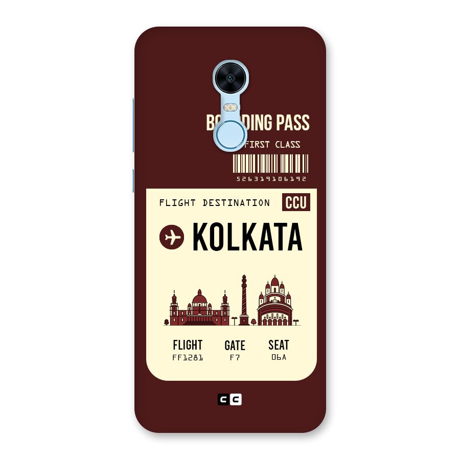 Kolkata Boarding Pass Back Case for Redmi Note 5