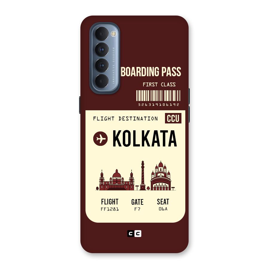 Kolkata Boarding Pass Back Case for Reno4 Pro