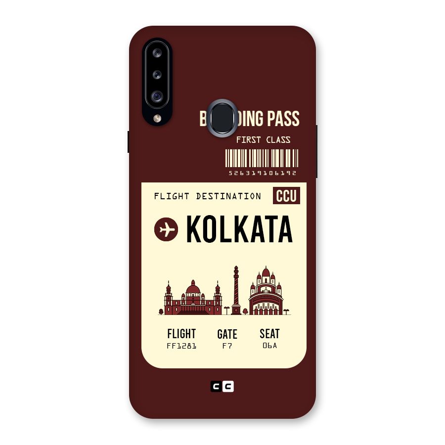 Kolkata Boarding Pass Back Case for Samsung Galaxy A20s