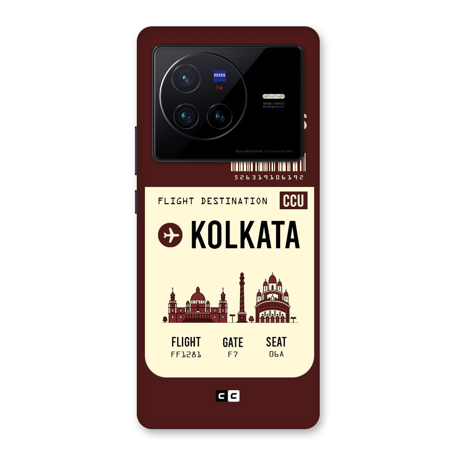 Kolkata Boarding Pass Back Case for Vivo X80