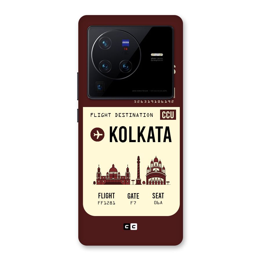 Kolkata Boarding Pass Back Case for Vivo X80 Pro
