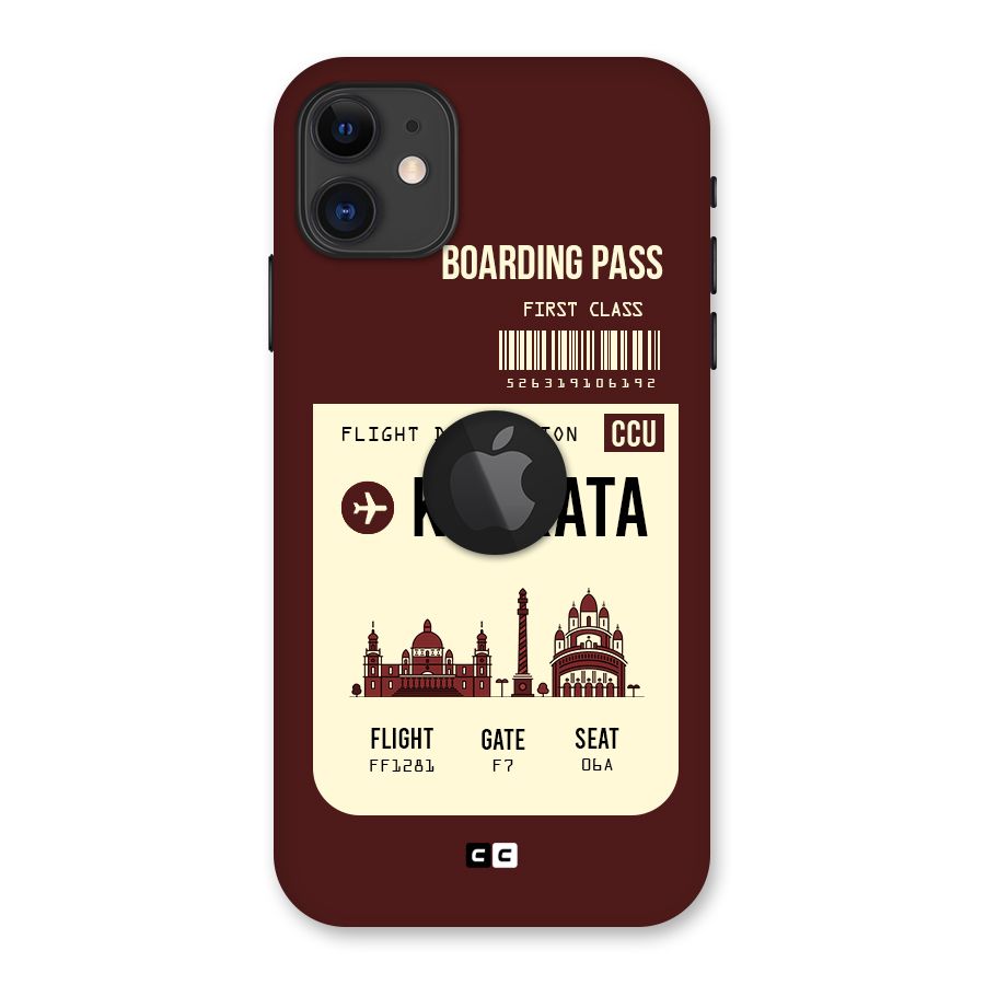 Kolkata Boarding Pass Back Case for iPhone 11 Logo Cut