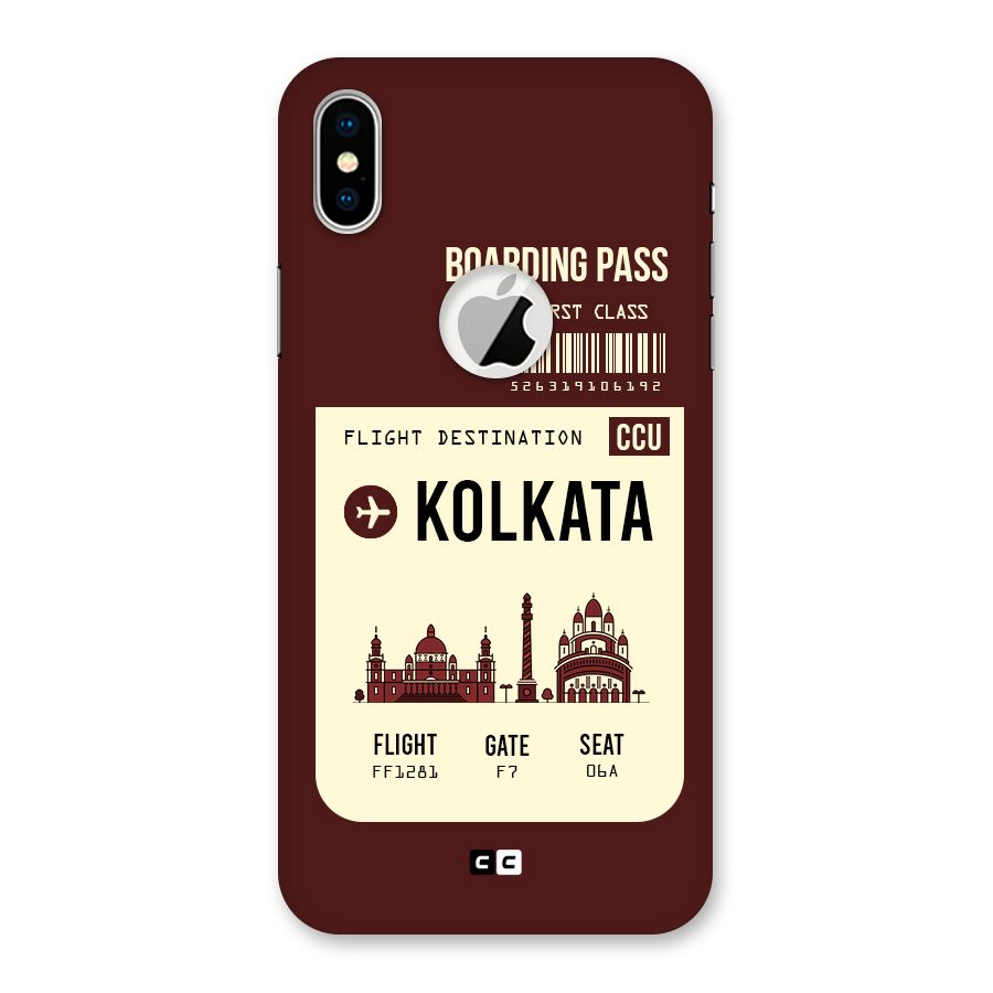 Kolkata Boarding Pass Back Case for iPhone X Logo Cut