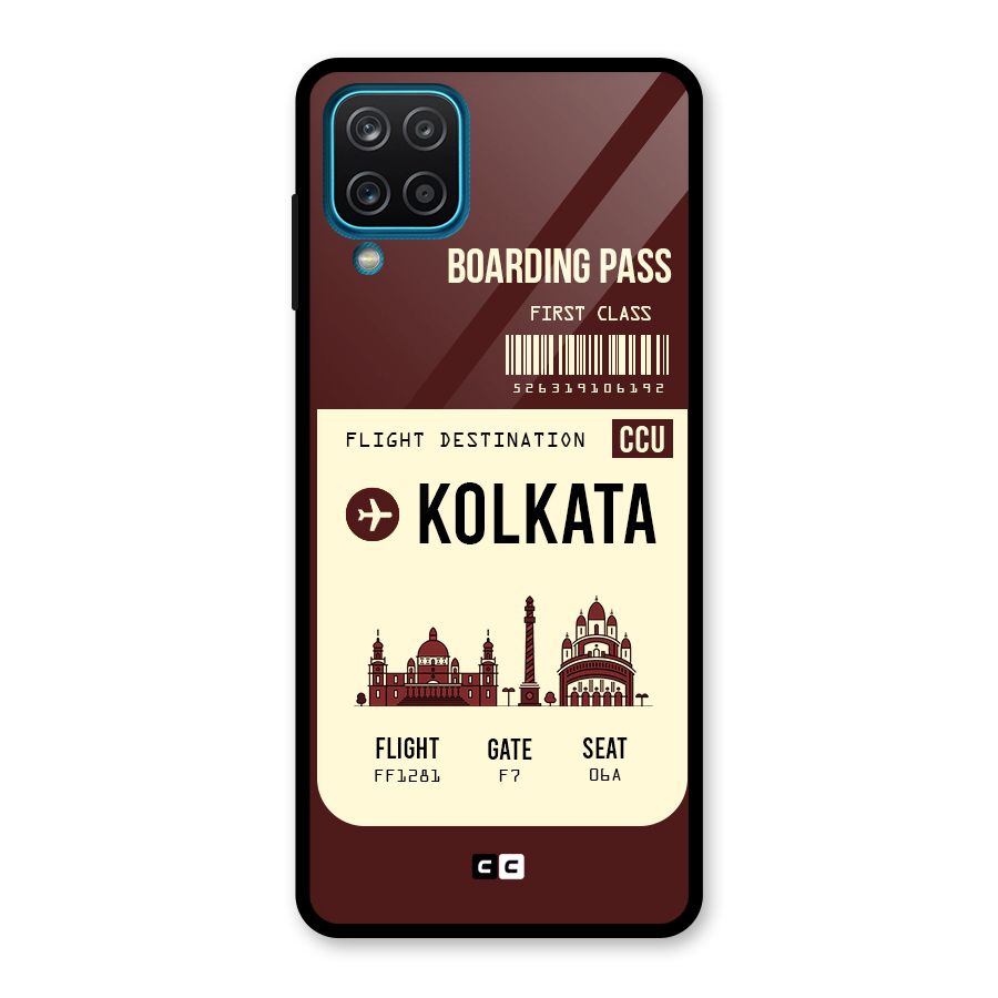 Kolkata Boarding Pass Glass Back Case for Galaxy A12