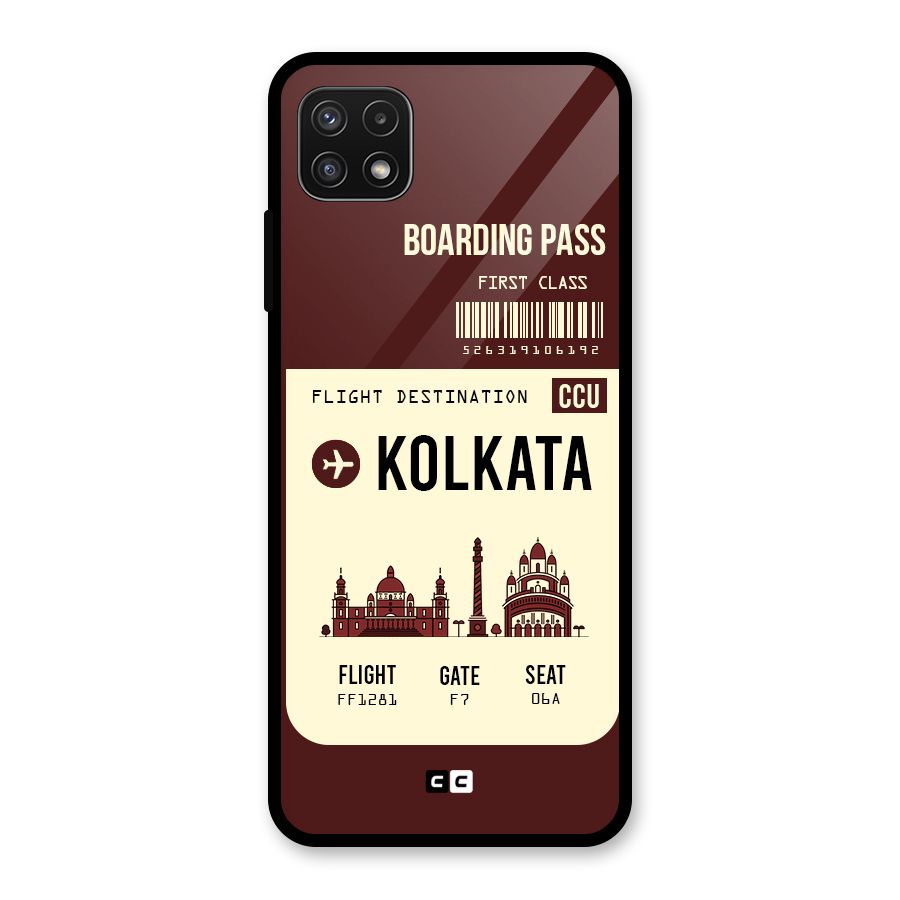 Kolkata Boarding Pass Glass Back Case for Galaxy A22 5G