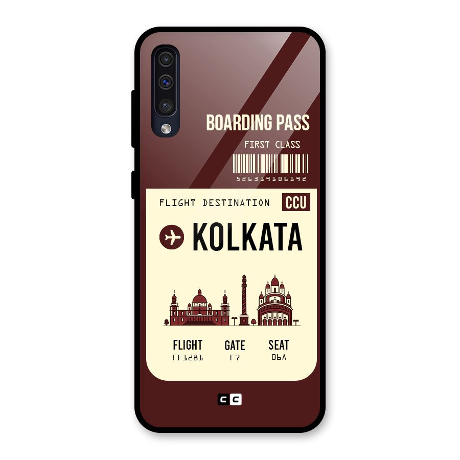 Kolkata Boarding Pass Glass Back Case for Galaxy A30s