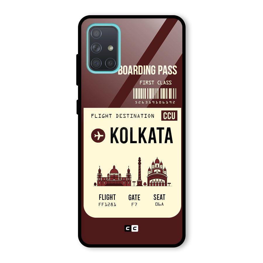 Kolkata Boarding Pass Glass Back Case for Galaxy A71