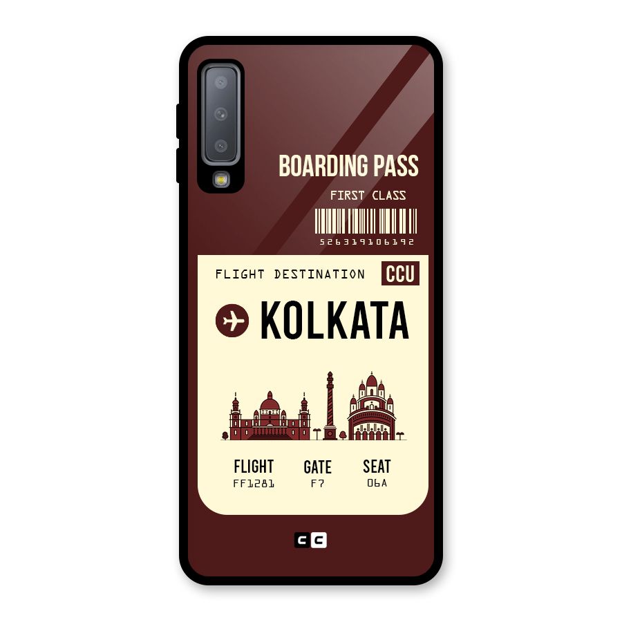 Kolkata Boarding Pass Glass Back Case for Galaxy A7 (2018)