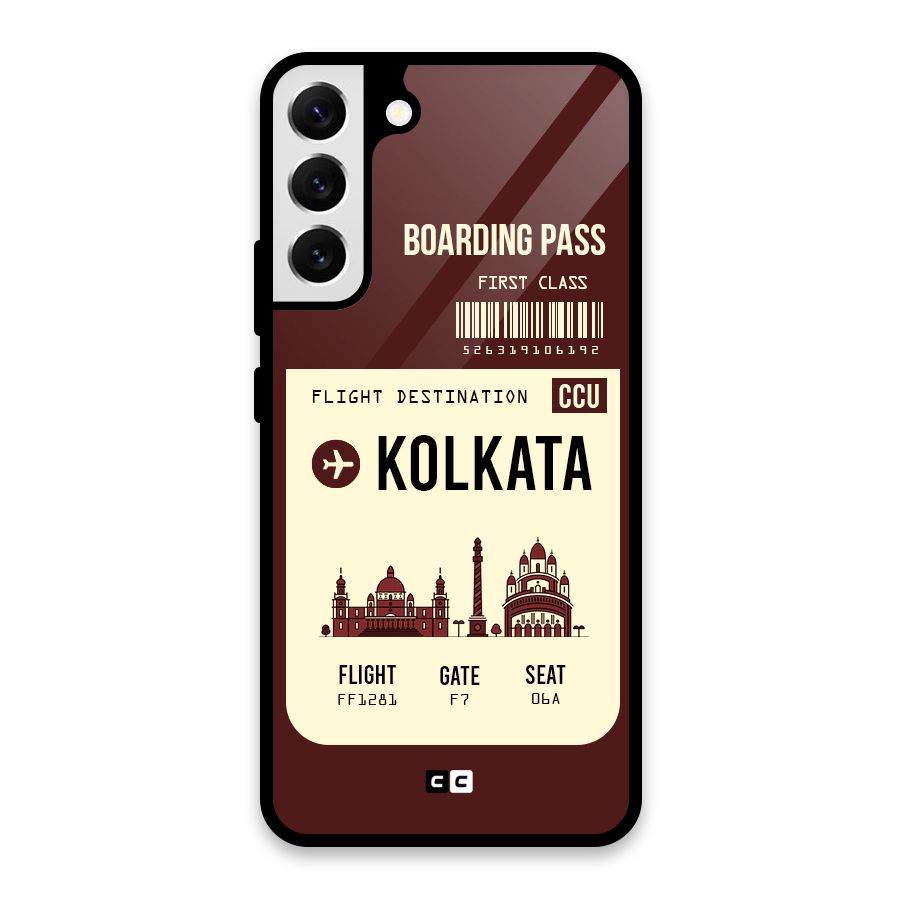 Kolkata Boarding Pass Glass Back Case for Galaxy S22 Plus 5G