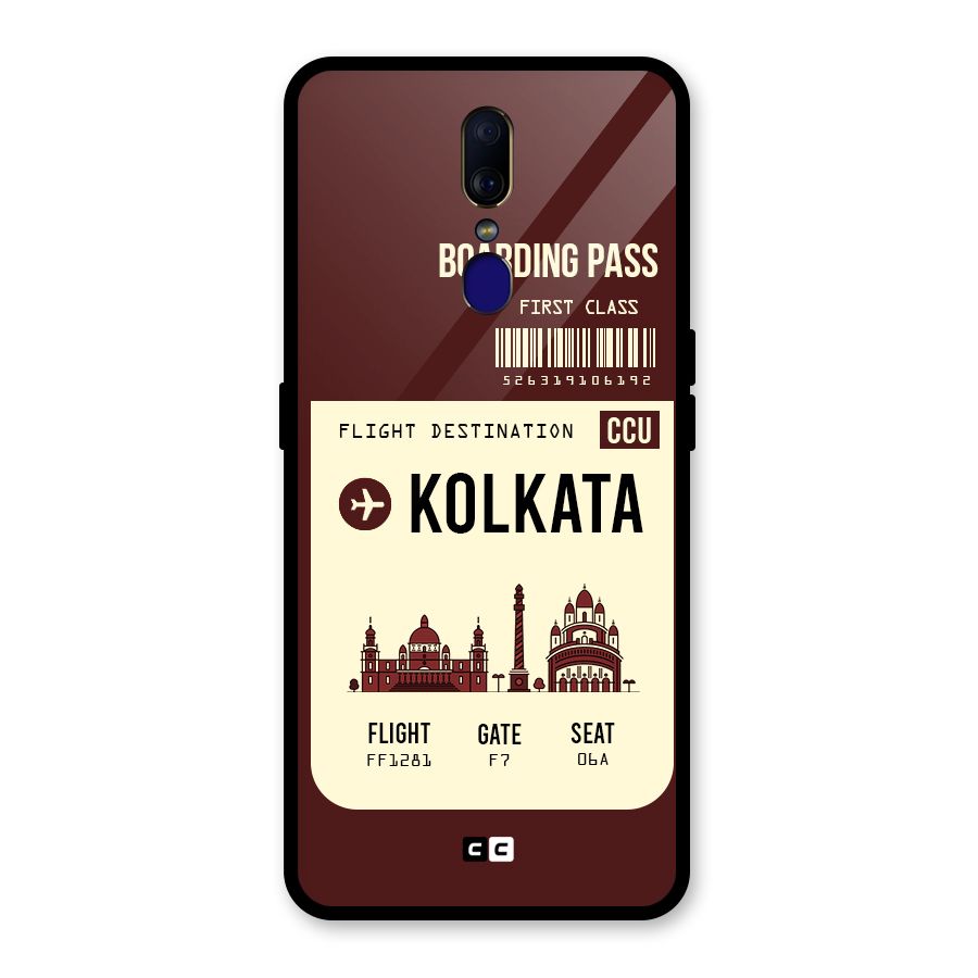 Kolkata Boarding Pass Glass Back Case for Oppo F11