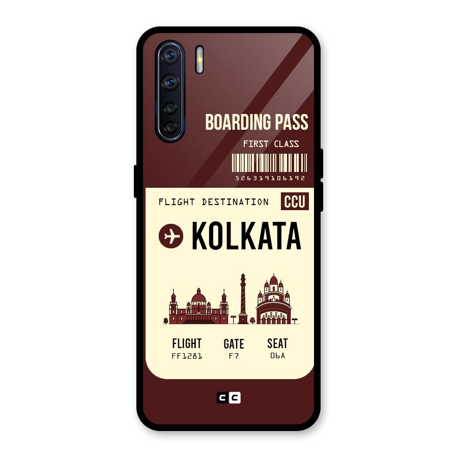 Kolkata Boarding Pass Glass Back Case for Oppo F15