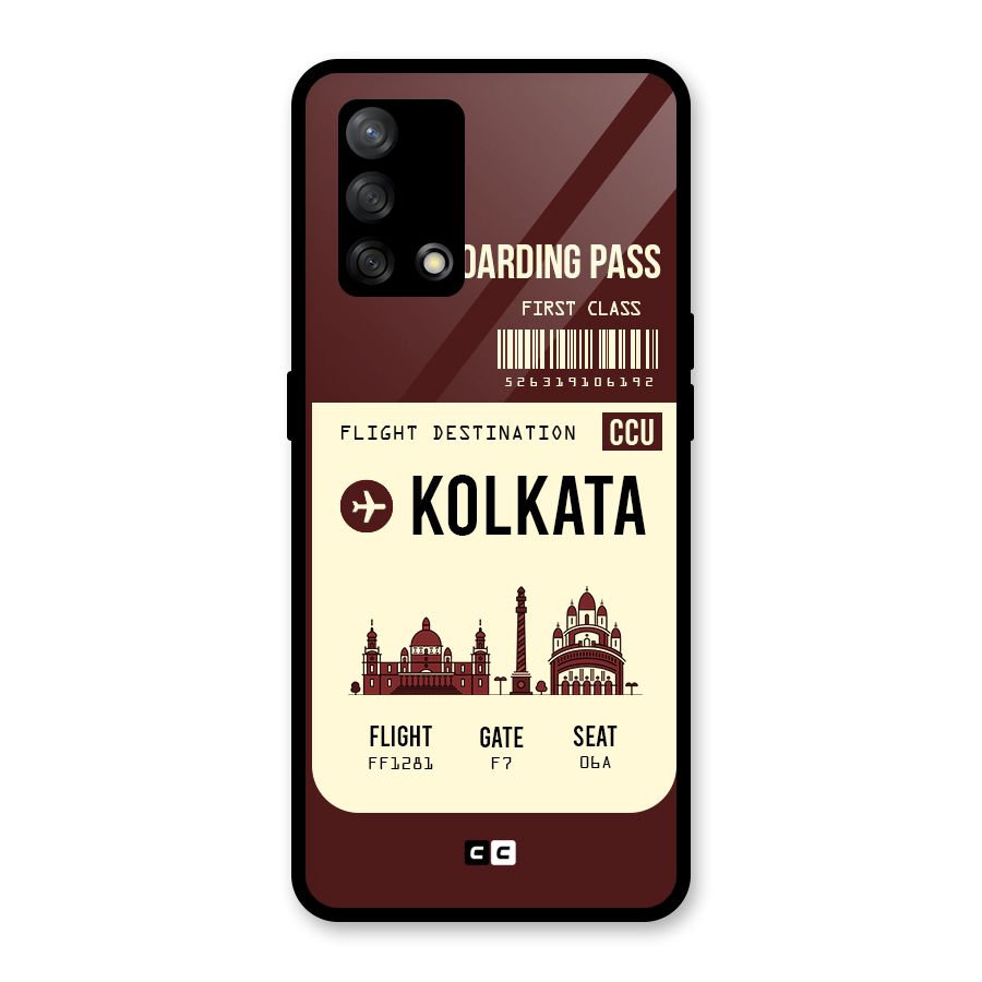Kolkata Boarding Pass Glass Back Case for Oppo F19