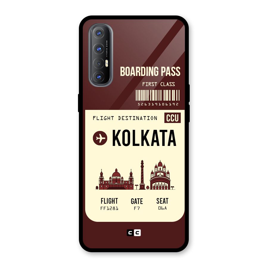 Kolkata Boarding Pass Glass Back Case for Oppo Reno3 Pro