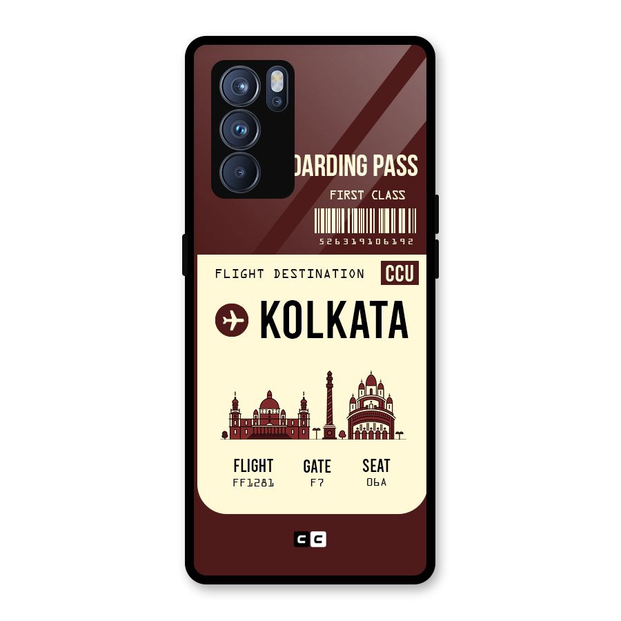 Kolkata Boarding Pass Glass Back Case for Oppo Reno6 Pro 5G