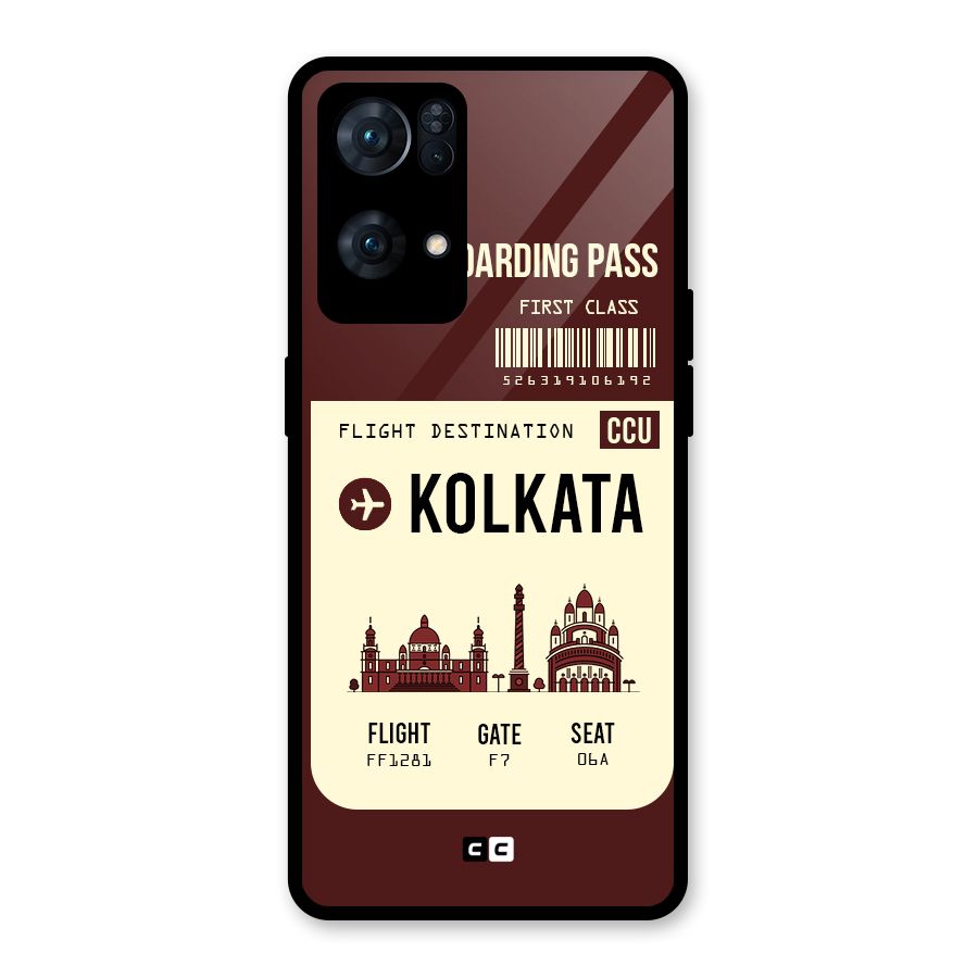Kolkata Boarding Pass Glass Back Case for Oppo Reno7 Pro 5G