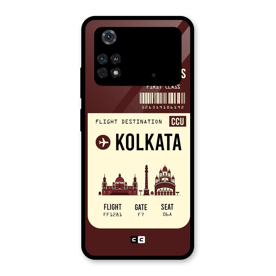 Kolkata Boarding Pass Glass Back Case for Poco M4 Pro 4G