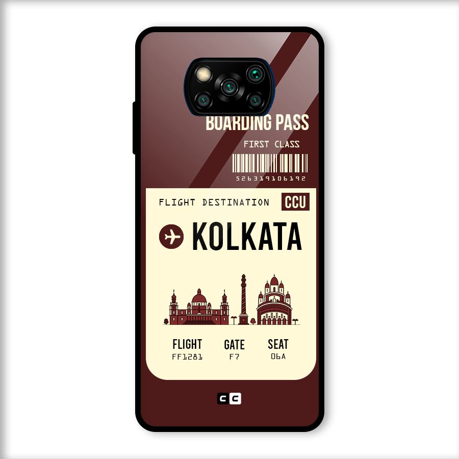 Kolkata Boarding Pass Glass Back Case for Poco X3