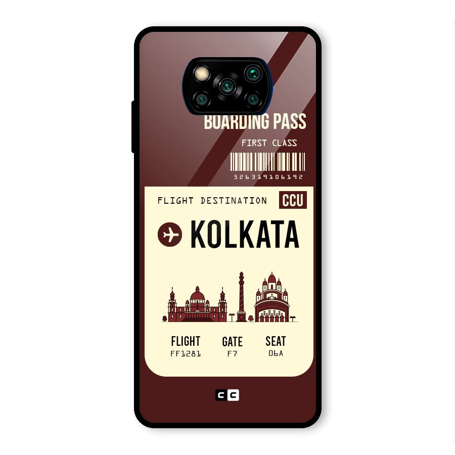 Kolkata Boarding Pass Glass Back Case for Poco X3 Pro