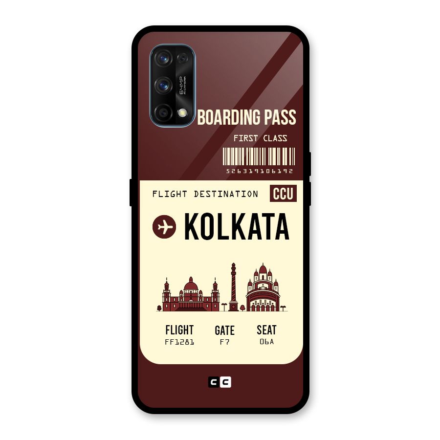 Kolkata Boarding Pass Glass Back Case for Realme 7 Pro