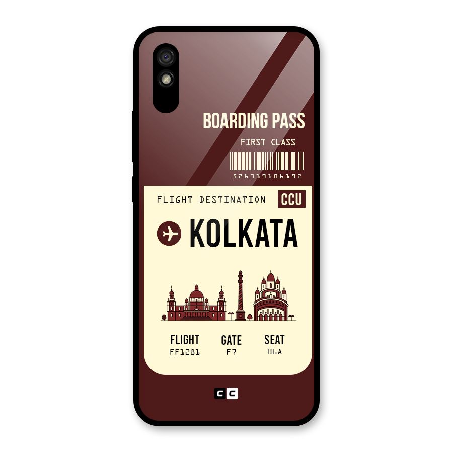 Kolkata Boarding Pass Glass Back Case for Redmi 9A
