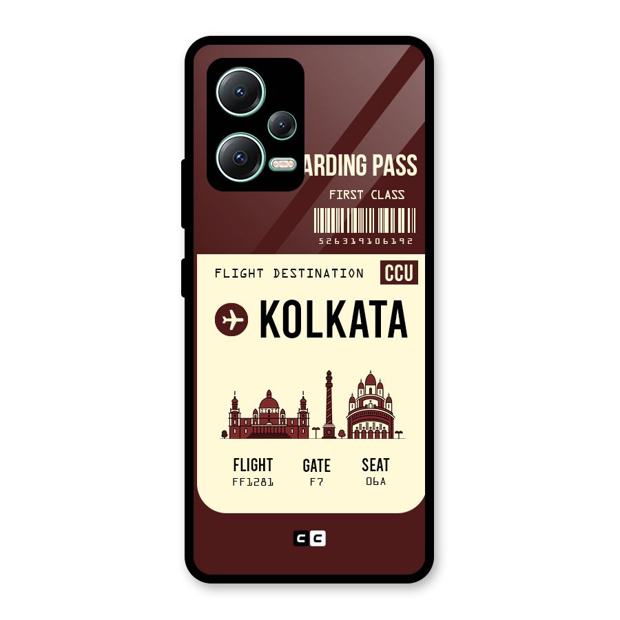 Kolkata Boarding Pass Glass Back Case for Redmi Note 12 5G