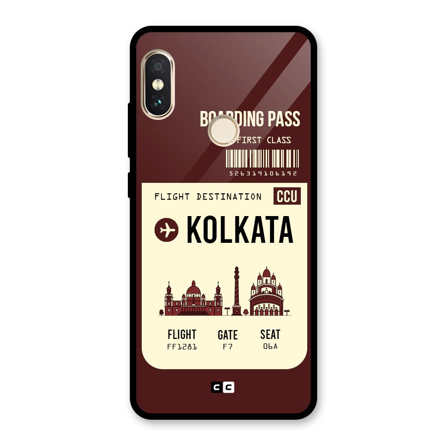 Kolkata Boarding Pass Glass Back Case for Redmi Note 5 Pro