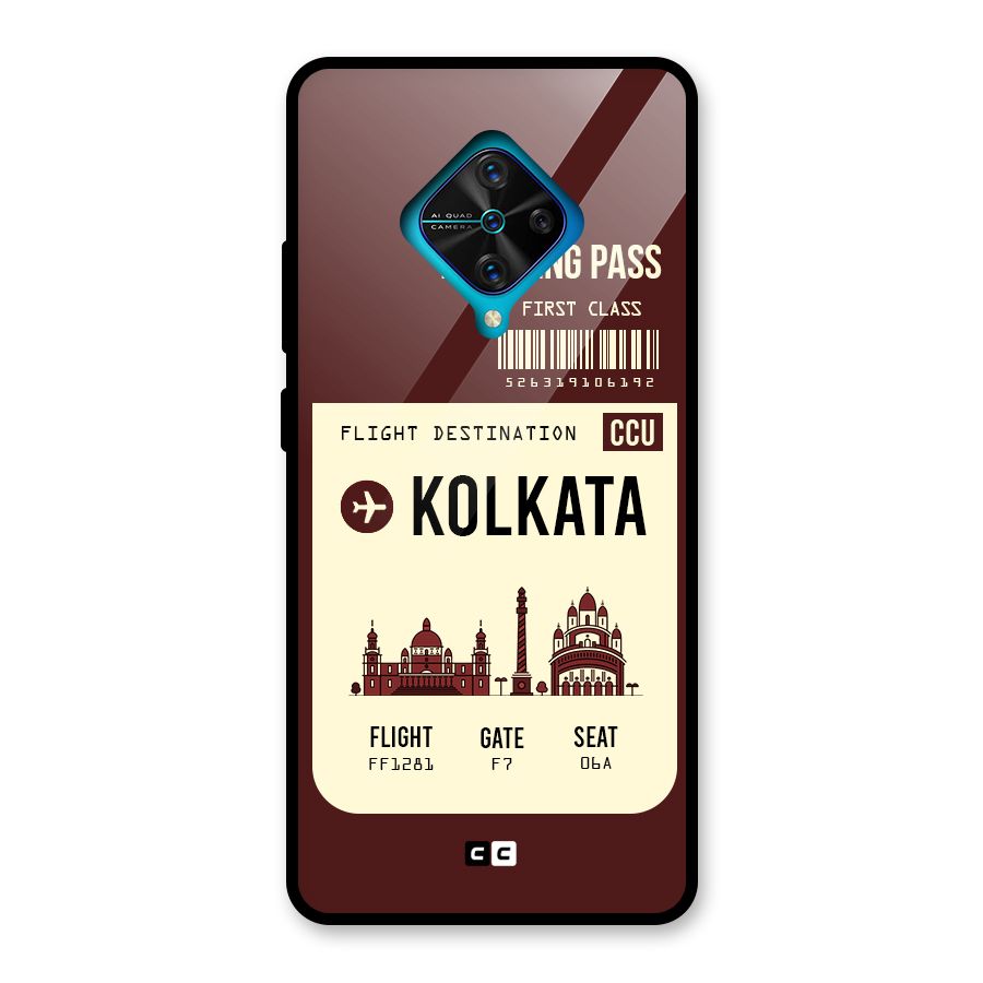 Kolkata Boarding Pass Glass Back Case for Vivo S1 Pro
