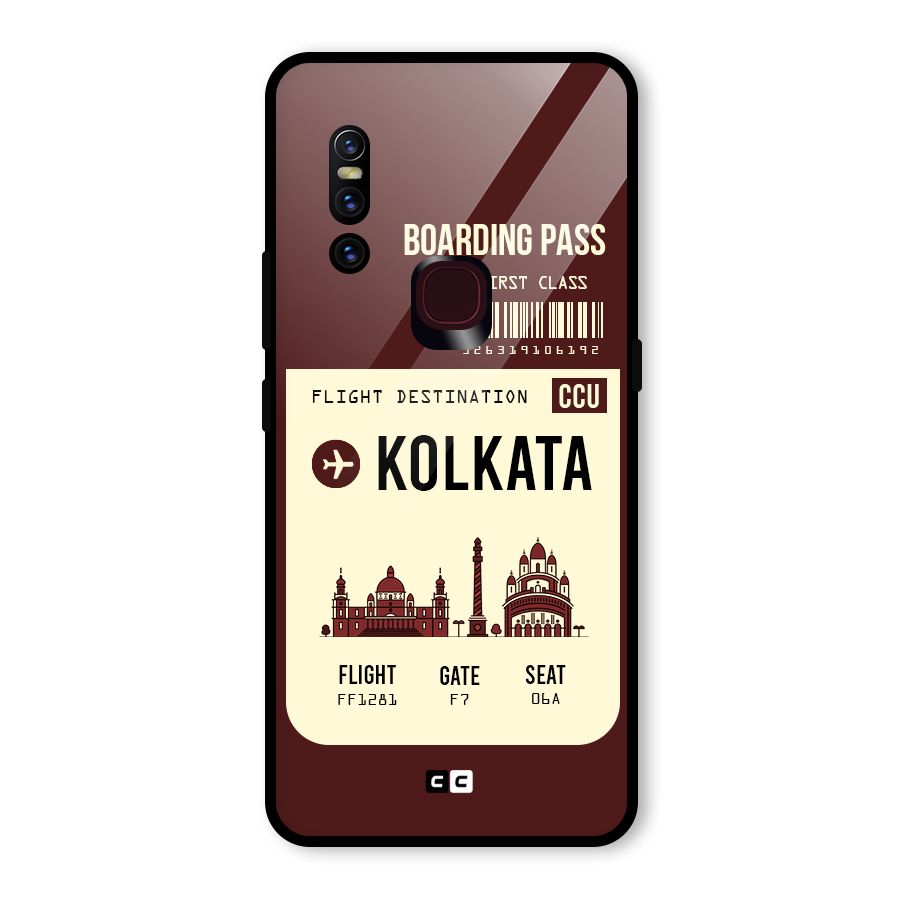 Kolkata Boarding Pass Glass Back Case for Vivo V15