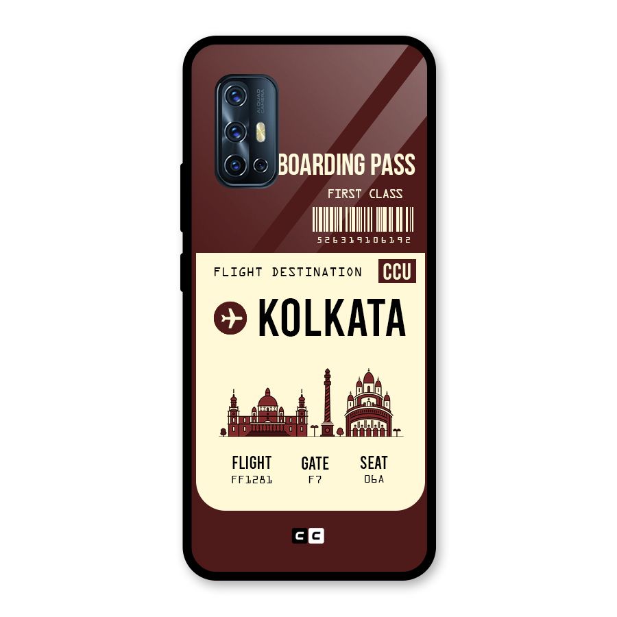 Kolkata Boarding Pass Glass Back Case for Vivo V17