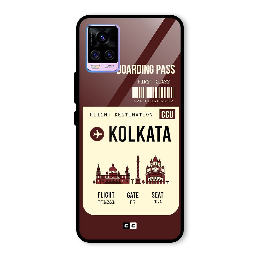 Kolkata Boarding Pass Glass Back Case for Vivo V20 Pro