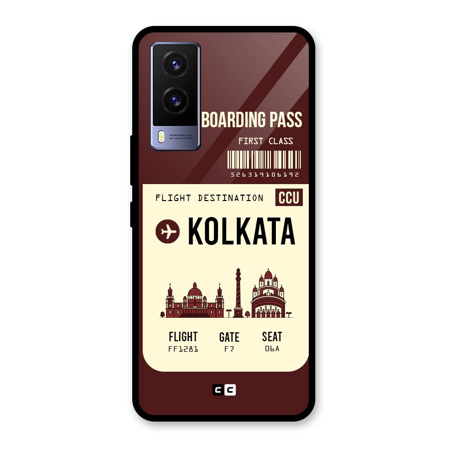 Kolkata Boarding Pass Glass Back Case for Vivo V21e 5G