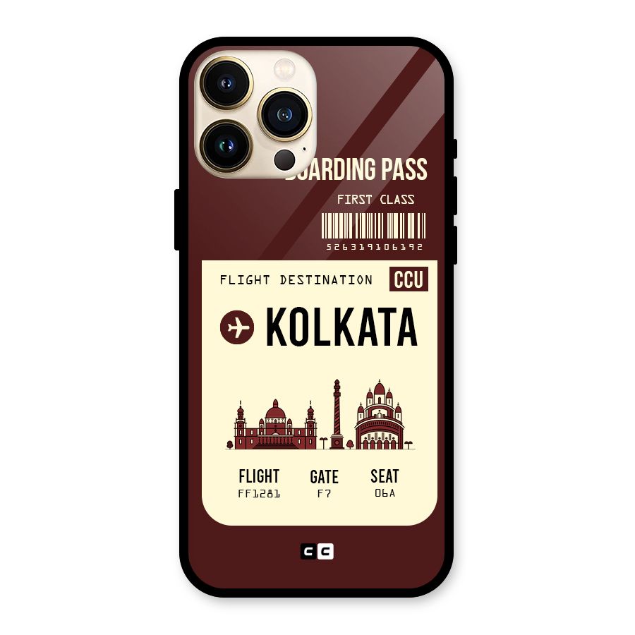 Kolkata Boarding Pass Glass Back Case for iPhone 13 Pro Max