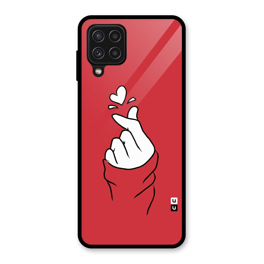Korean Love Sign Glass Back Case for Galaxy A22 4G
