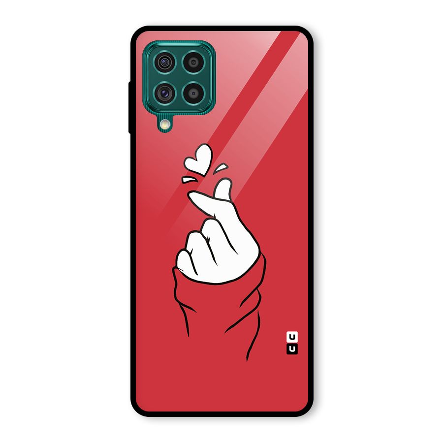 Korean Love Sign Glass Back Case for Galaxy F62