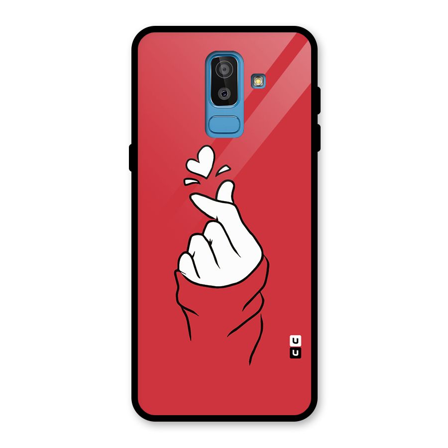 Korean Love Sign Glass Back Case for Galaxy J8