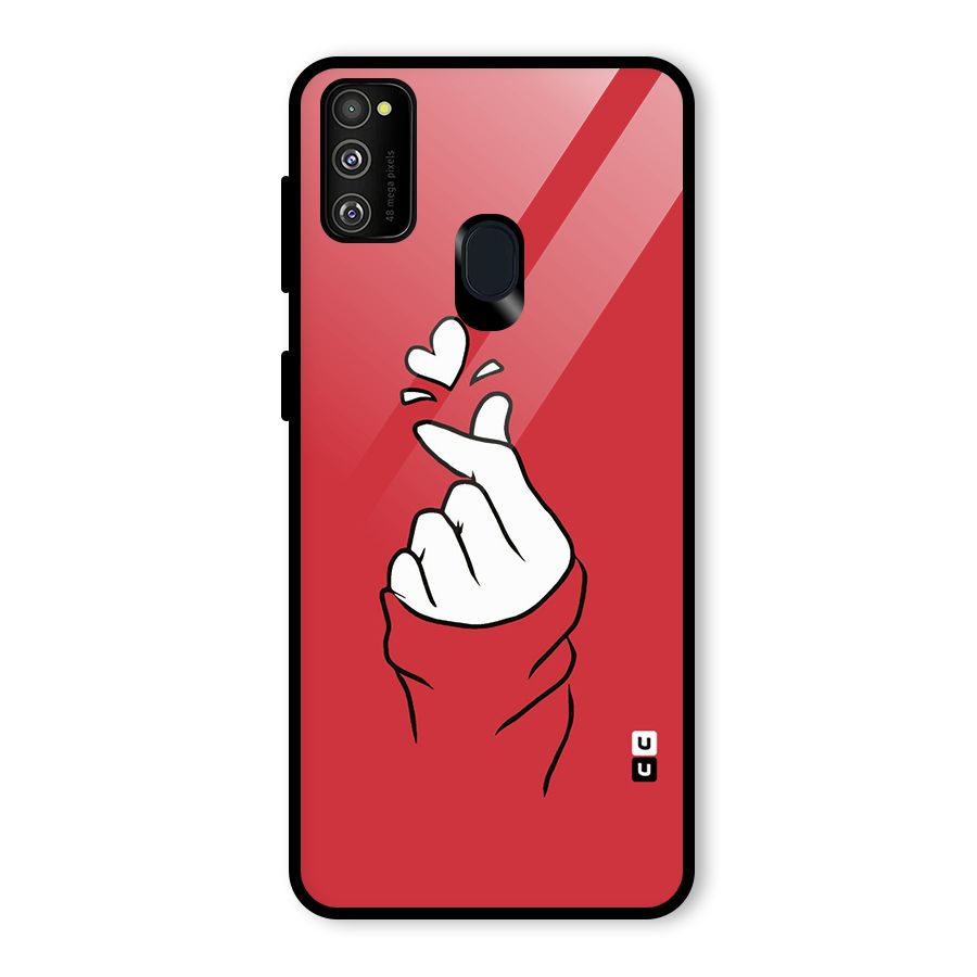 Korean Love Sign Glass Back Case for Galaxy M21