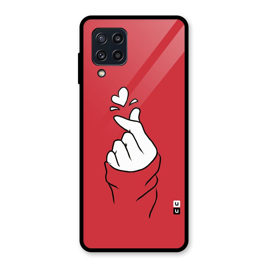 Korean Love Sign Glass Back Case for Galaxy M32