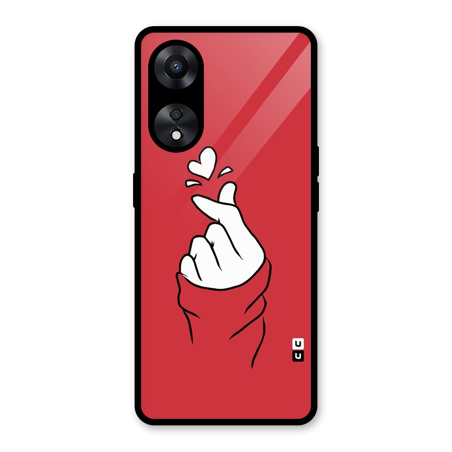 Korean Love Sign Glass Back Case for Oppo A78