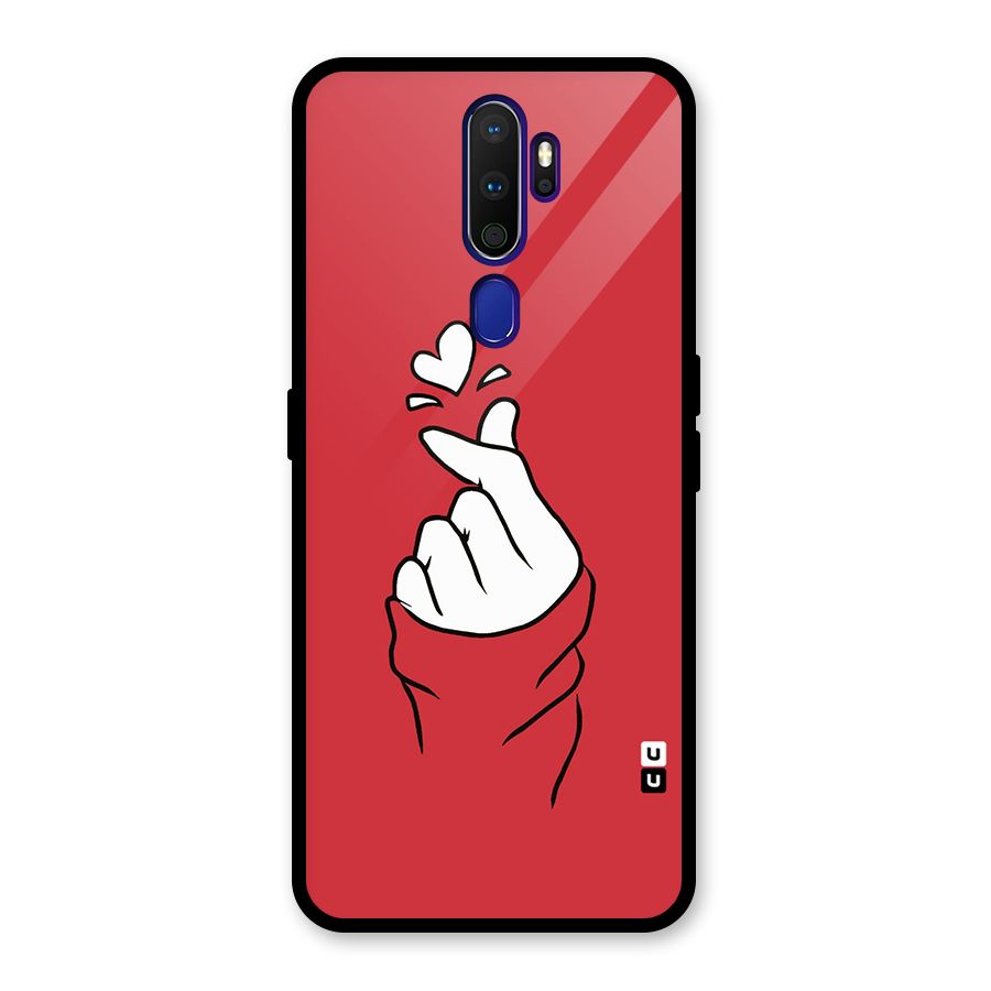 Korean Love Sign Glass Back Case for Oppo A9 (2020)