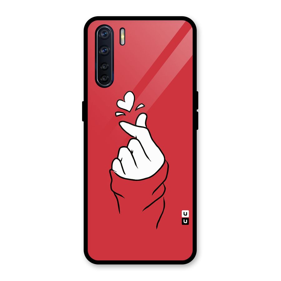 Korean Love Sign Glass Back Case for Oppo F15