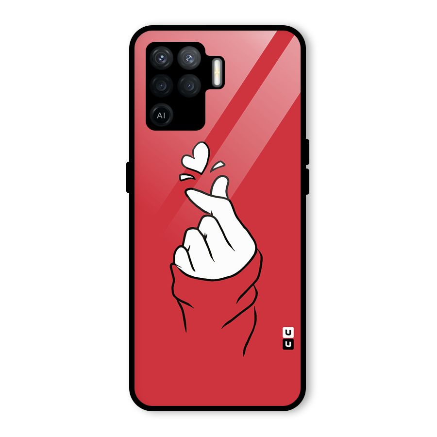 Korean Love Sign Glass Back Case for Oppo F19 Pro