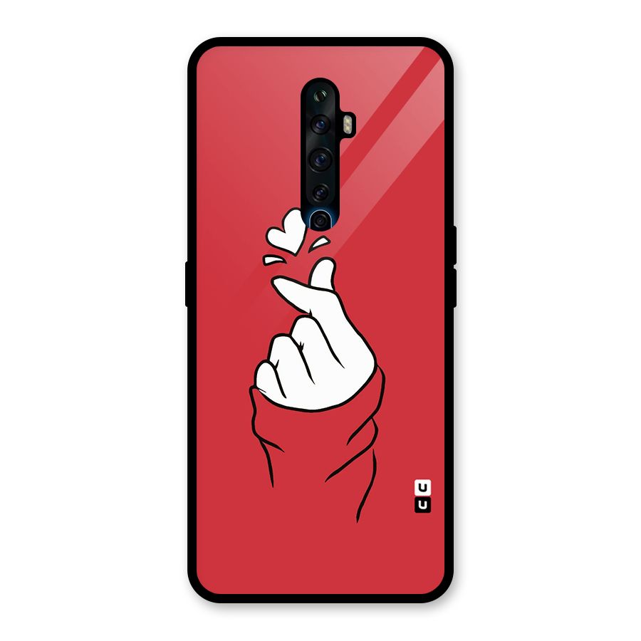 Korean Love Sign Glass Back Case for Oppo Reno2 F