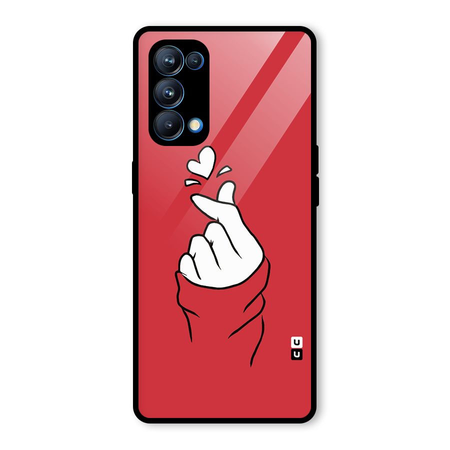 Korean Love Sign Glass Back Case for Oppo Reno5 Pro 5G