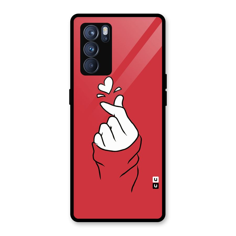 Korean Love Sign Glass Back Case for Oppo Reno6 Pro 5G