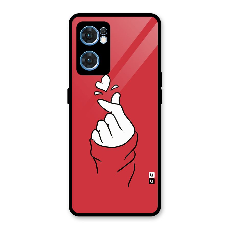 Korean Love Sign Glass Back Case for Oppo Reno7 5G