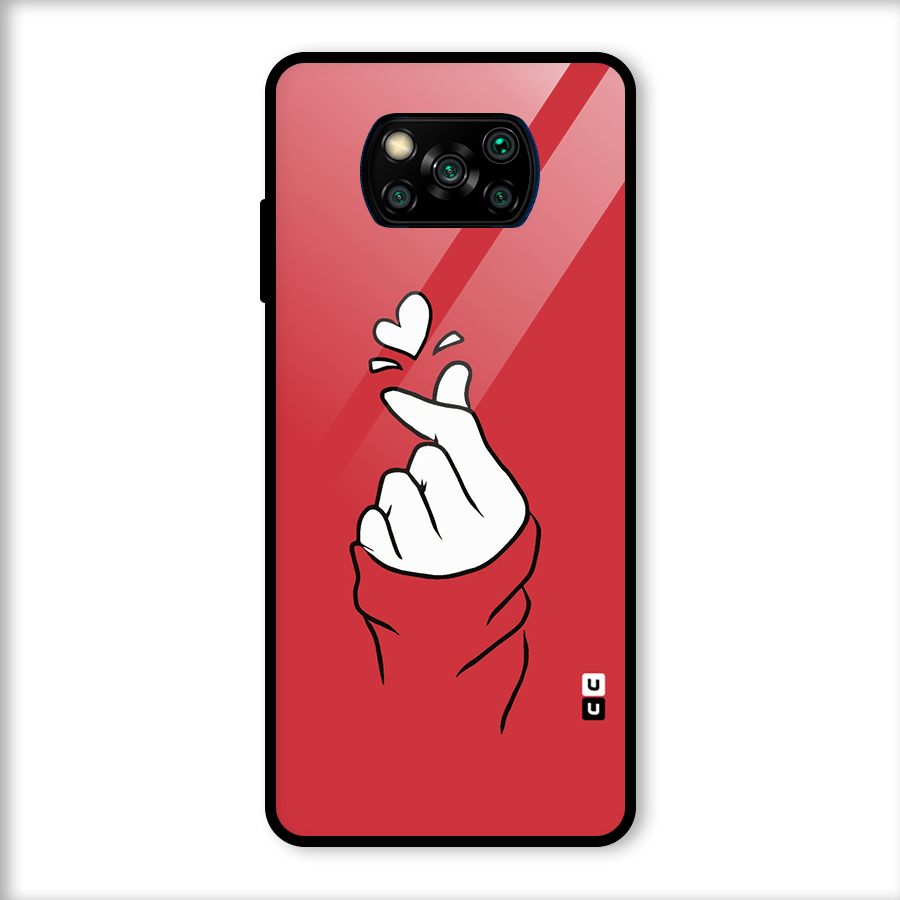 Korean Love Sign Glass Back Case for Poco X3