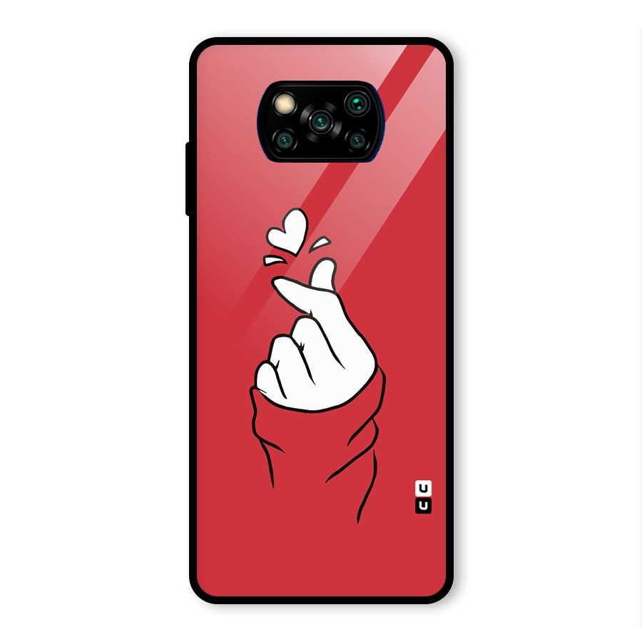 Korean Love Sign Glass Back Case for Poco X3 Pro