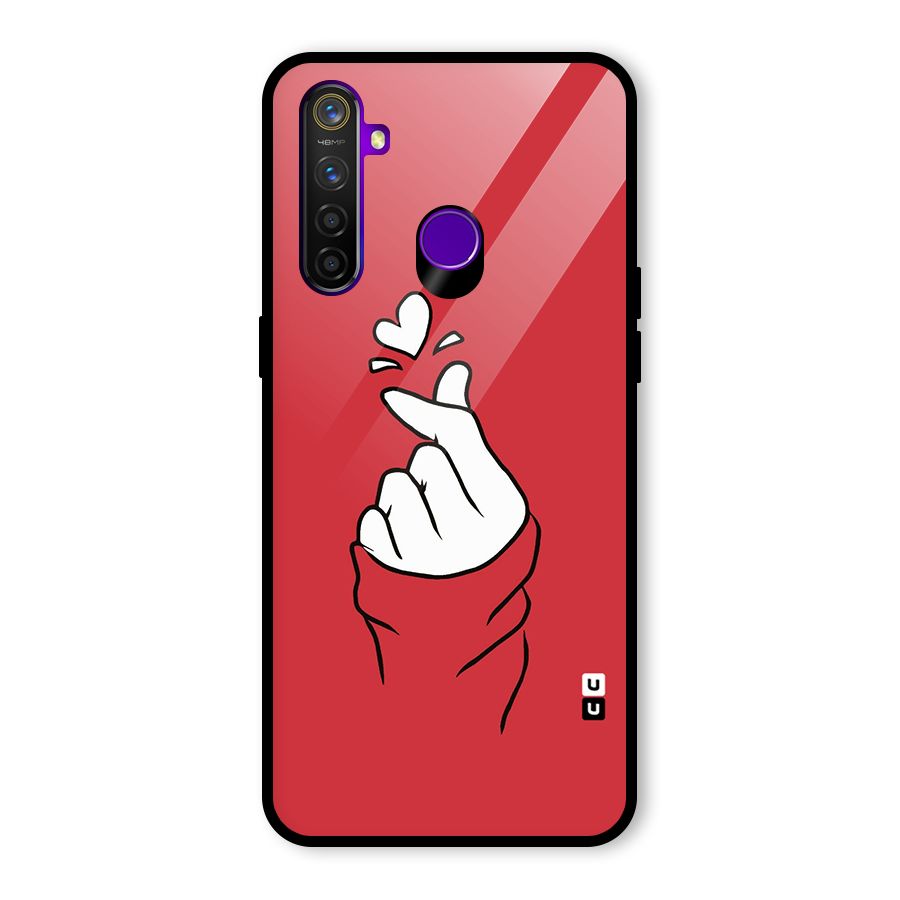 Korean Love Sign Glass Back Case for Realme 5 Pro