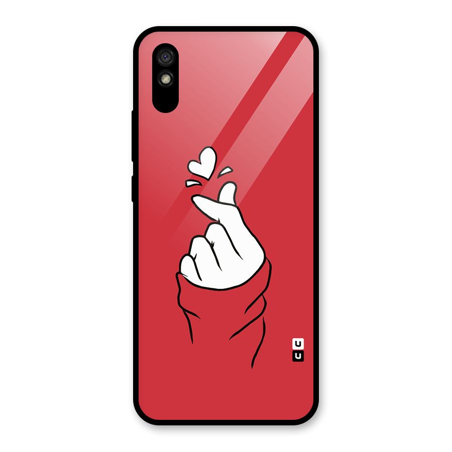 Korean Love Sign Glass Back Case for Redmi 9A