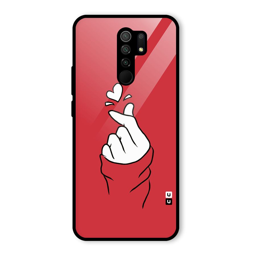 Korean Love Sign Glass Back Case for Redmi 9 Prime